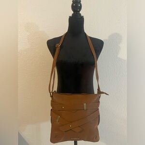 Naturalizer Genuine Leather Crossbody- Brown & Gold